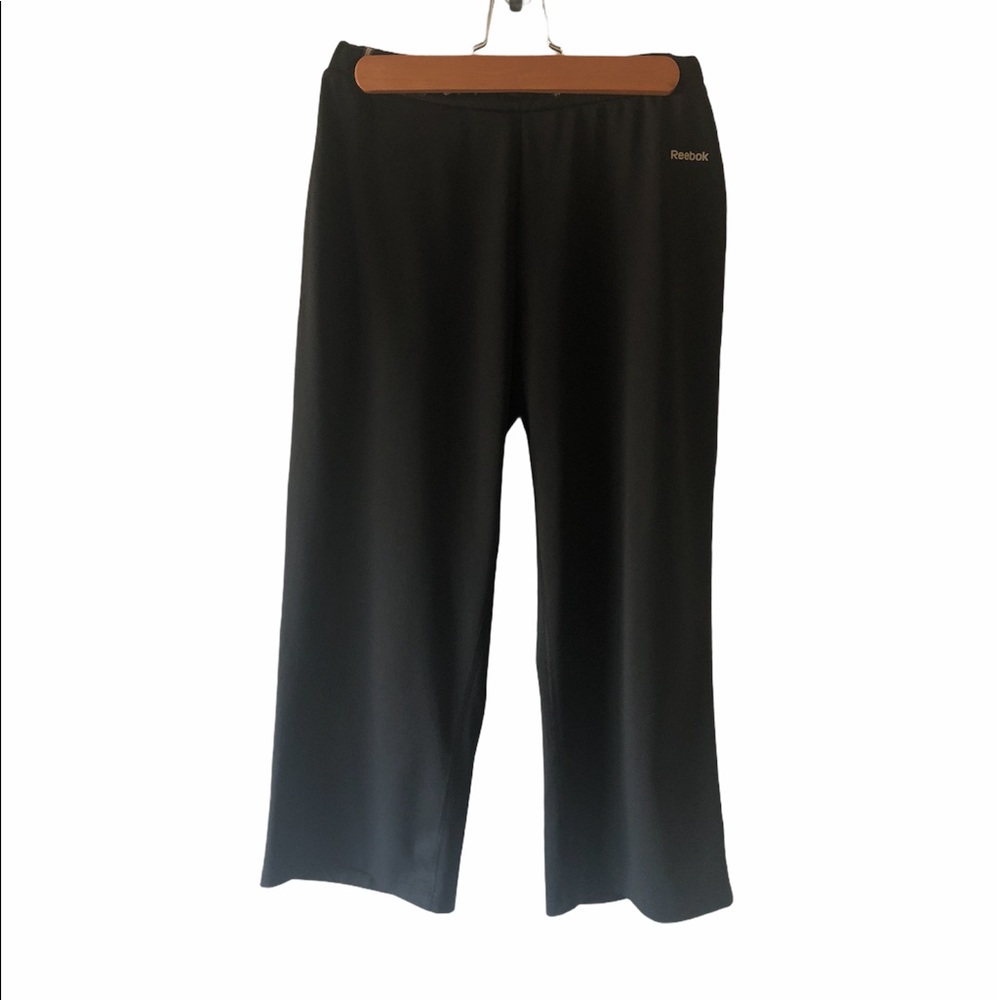 Reebok Play Dry Black Wide Leg Cropped Yoga Pants